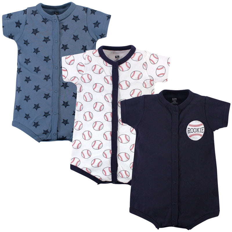 Hudson Baby Cotton Rompers, Baseball