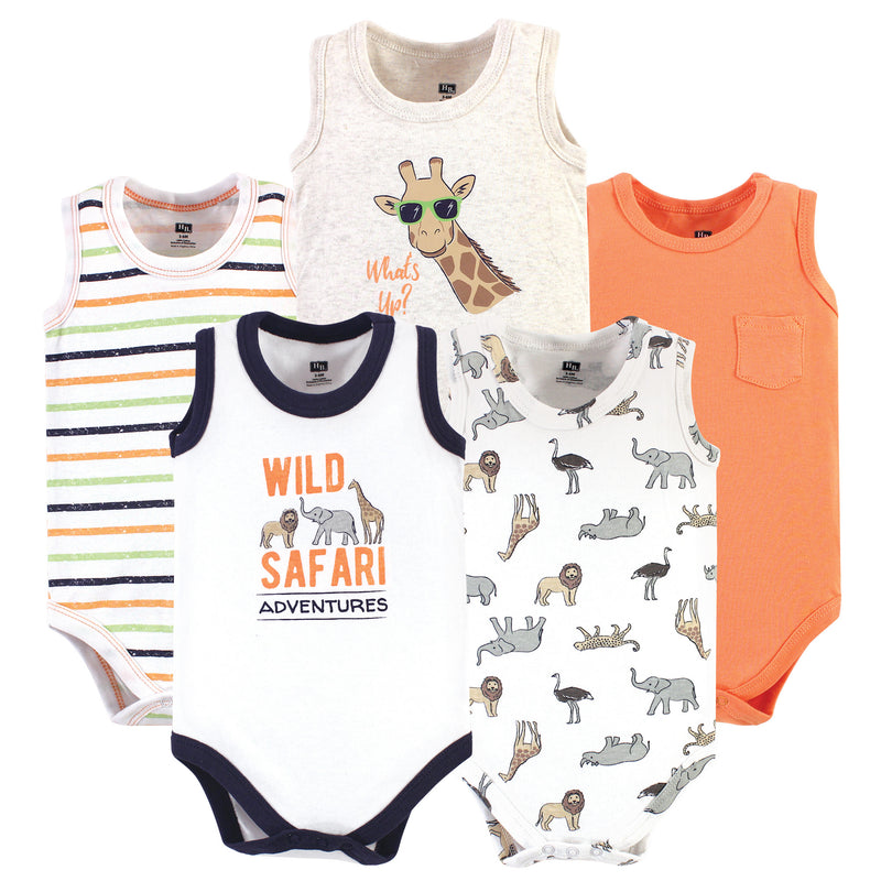 Hudson Baby Cotton Sleeveless Bodysuits, Wild Safari