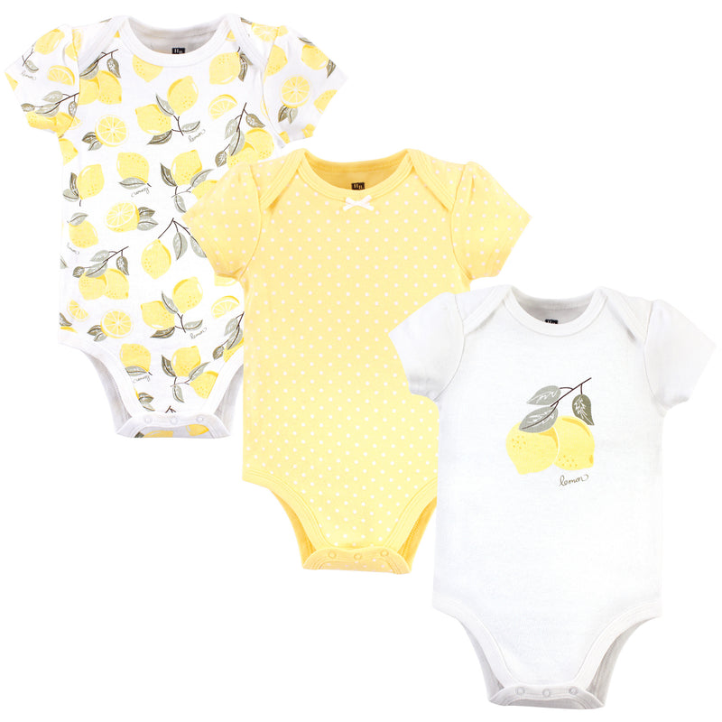 Hudson Baby Cotton Bodysuits, Lemon