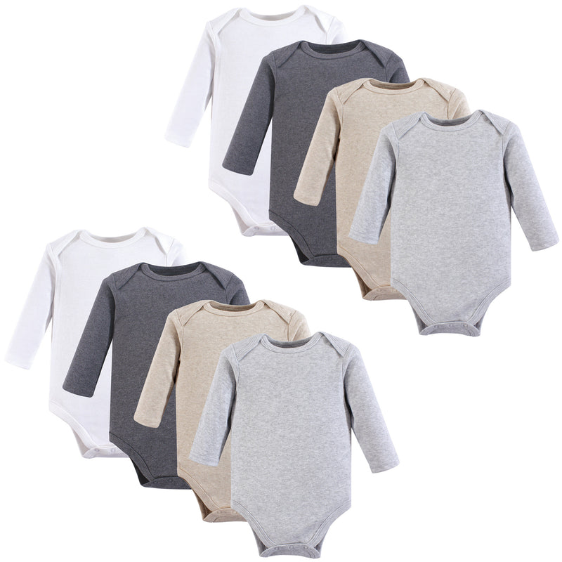 Hudson Baby Cotton Long-Sleeve Bodysuits, Heather Gray