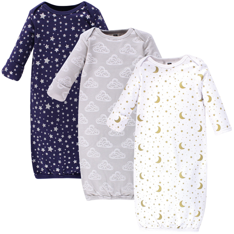 Hudson Baby Cotton Gowns, Navy Stars Moon