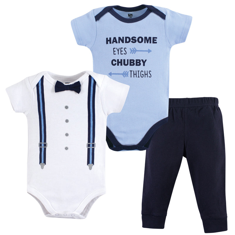 Hudson Baby Cotton Bodysuit and Pant Set, Handsome Eyes