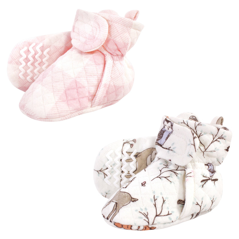 Hudson Baby Quilted Booties 2pk, Enchanted Forest