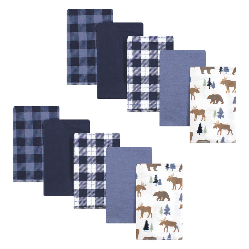 Hudson Baby Cotton Flannel Burp Cloths, Moose Bear