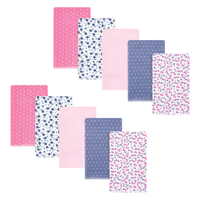 Hudson Baby Cotton Flannel Burp Cloths, Tiny Berry