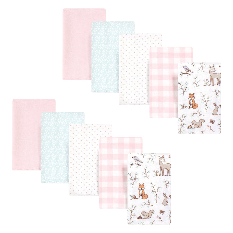 Hudson Baby Cotton Flannel Burp Cloths, Enchanted Forest