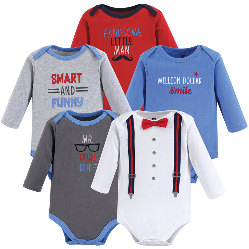 Hudson Baby Cotton Long-Sleeve Bodysuits, Mr Cool Dude