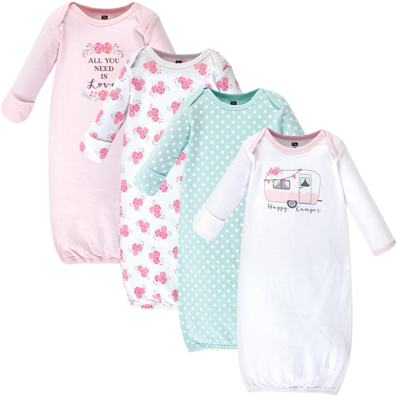 Hudson Baby Cotton Gowns, Pink Happy Camper