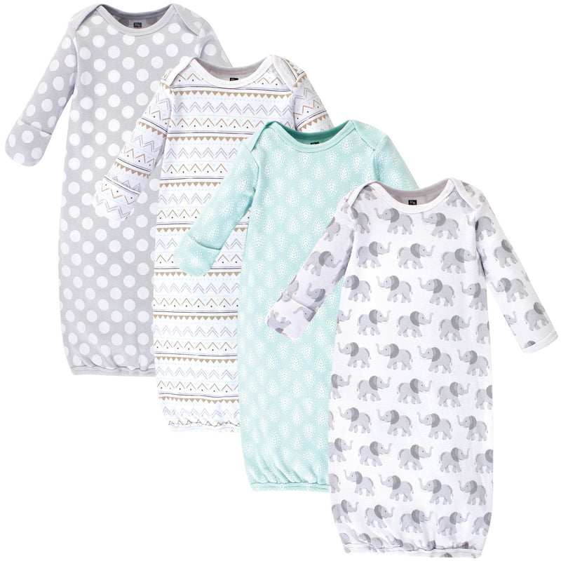 Hudson Baby Cotton Gowns, Gray Elephant