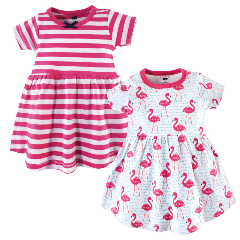 Hudson Baby Cotton Dresses, Bright Flamingo