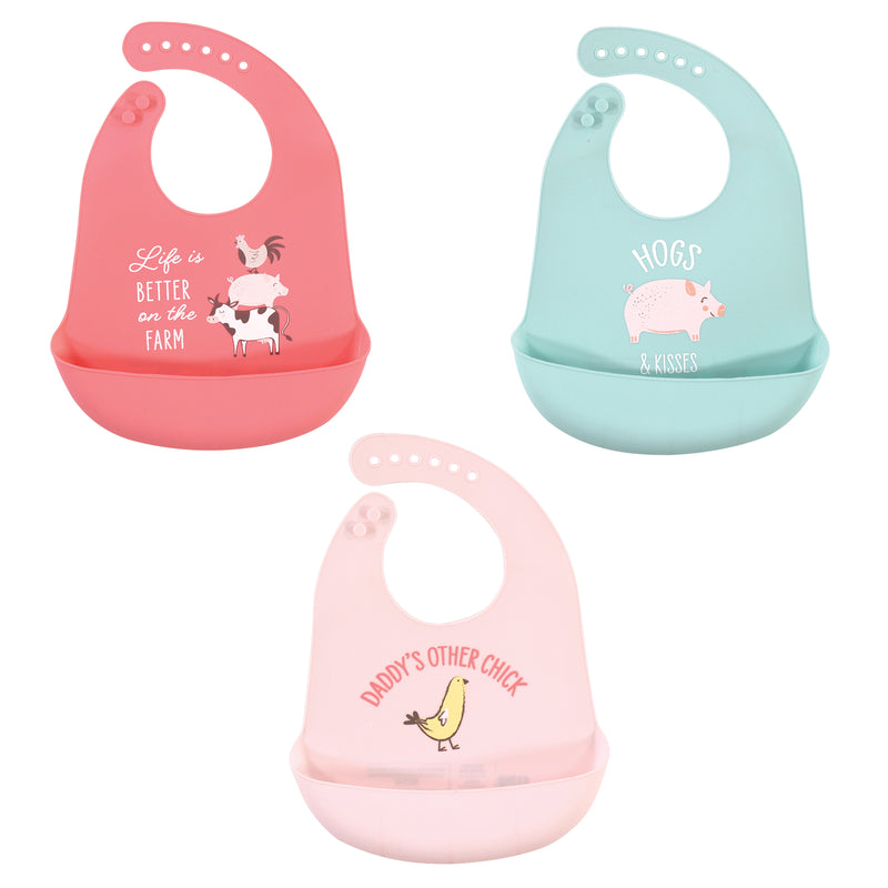 Hudson Baby Silicone Bibs, Life Is Better On The Farm