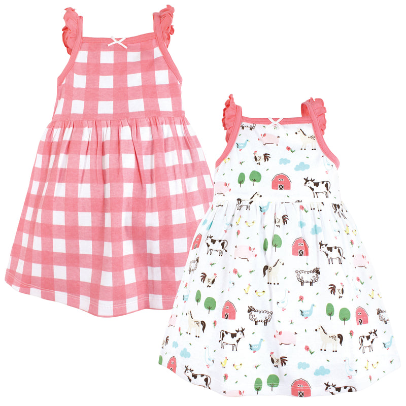 Hudson Baby Cotton Dresses, Farm Animals