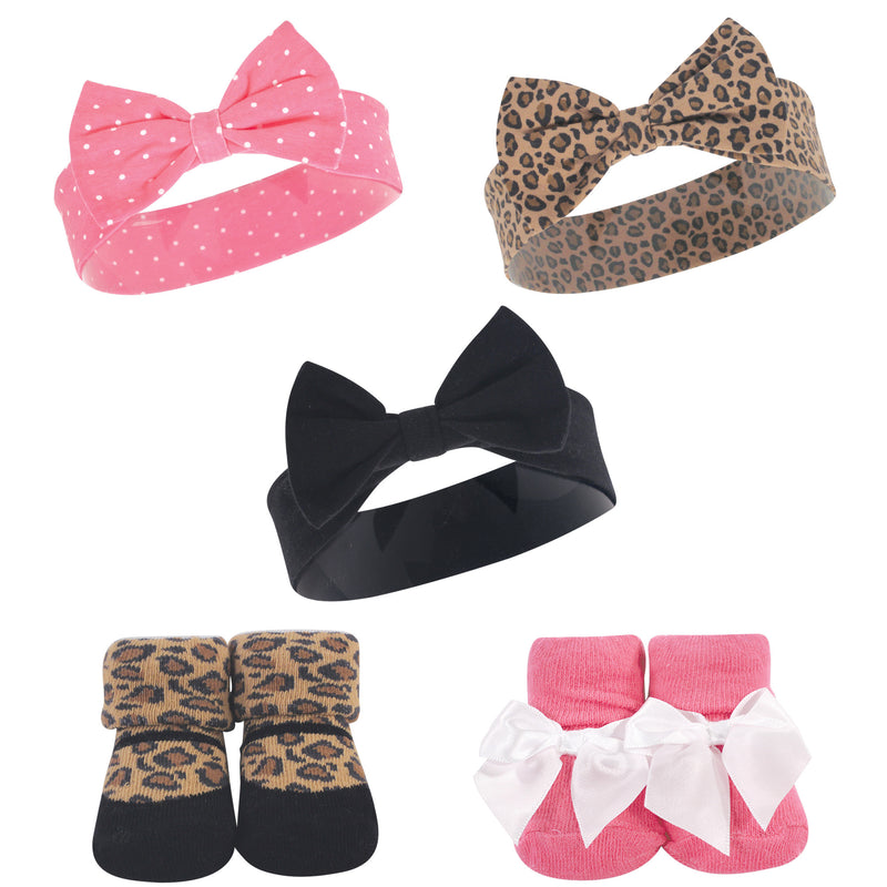 Hudson Baby Headband and Socks Set, Leopard