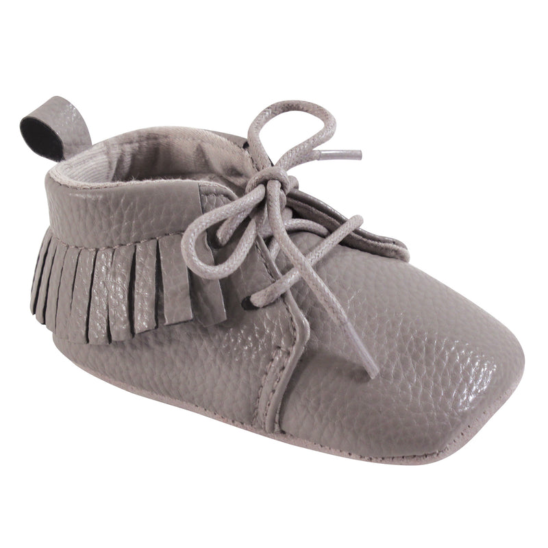 Hudson Baby Moccasin Shoes, Gray Lace