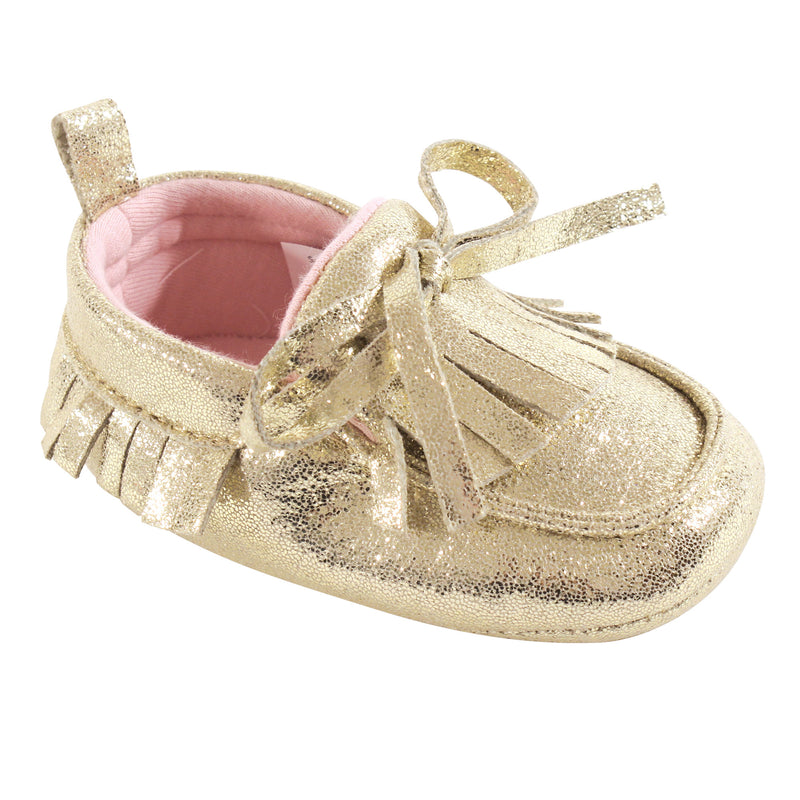 Hudson Baby Moccasin Shoes, Gold