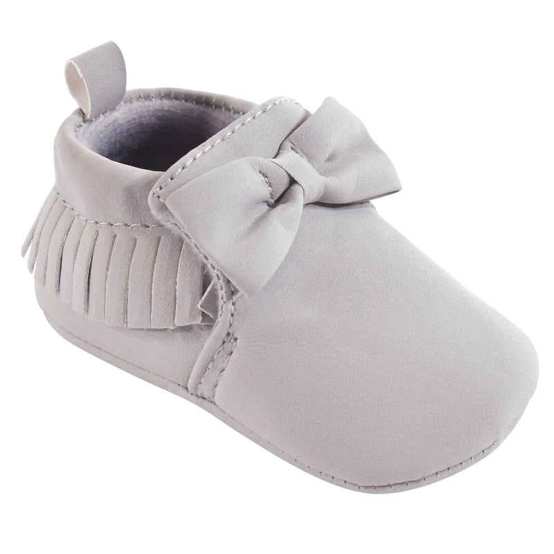 Hudson Baby Moccasin Shoes, Light Gray