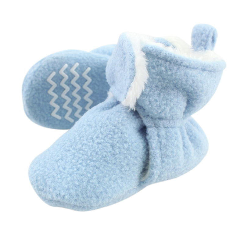 Hudson Baby Cozy Fleece and Sherpa Booties, Light Blue