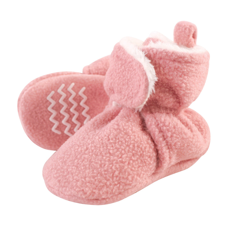 Hudson Baby Cozy Fleece and Sherpa Booties, Strawberry Pink