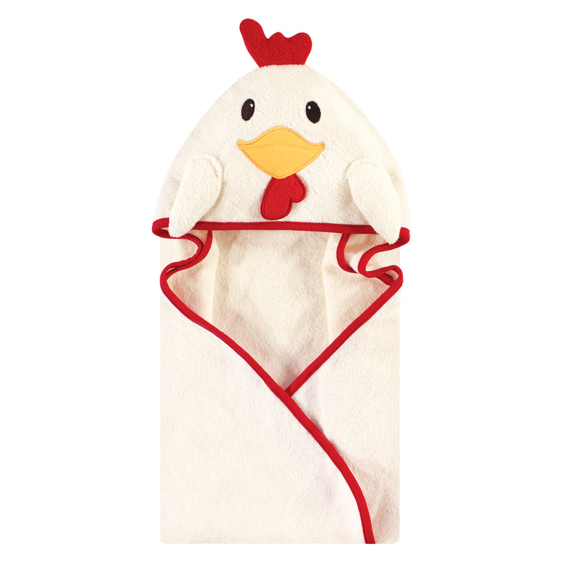 Hudson Baby Cotton Animal Face Hooded Towel, Rooster