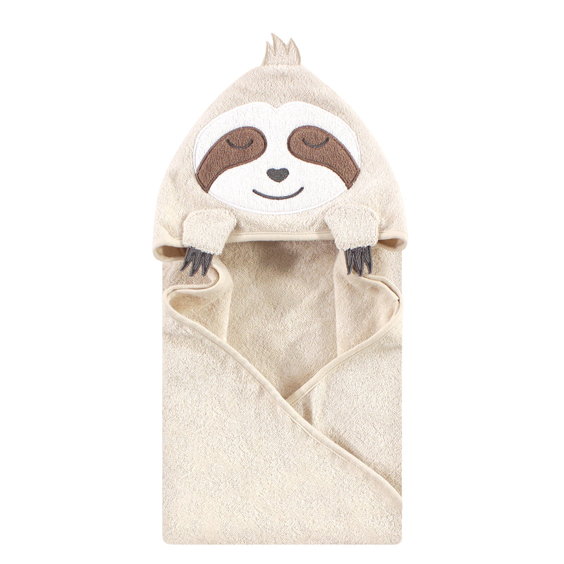 Hudson Baby Cotton Animal Face Hooded Towel, Sloth