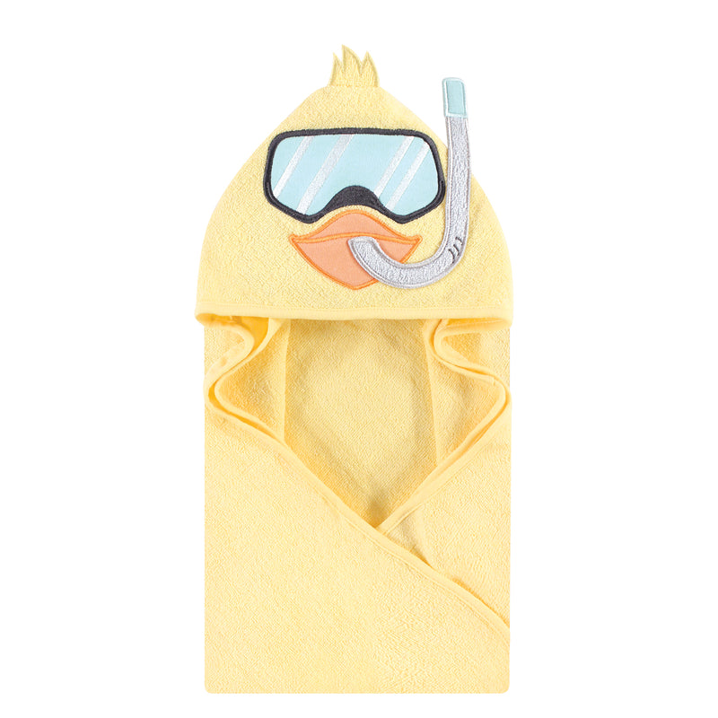 Hudson Baby Cotton Animal Face Hooded Towel, Scuba Duck