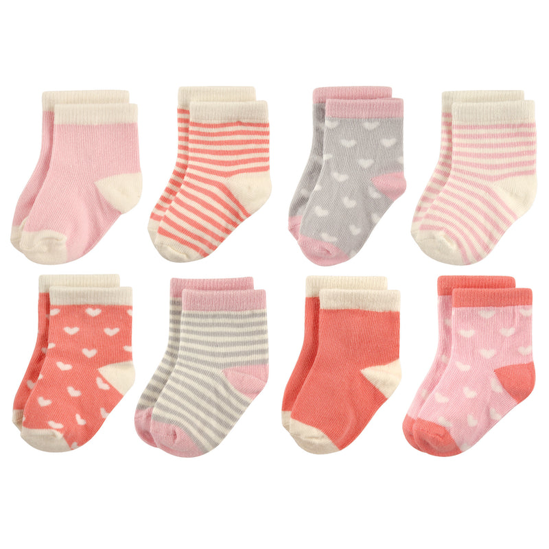 Hudson Baby Cotton Rich Newborn and Terry Socks, Hearts