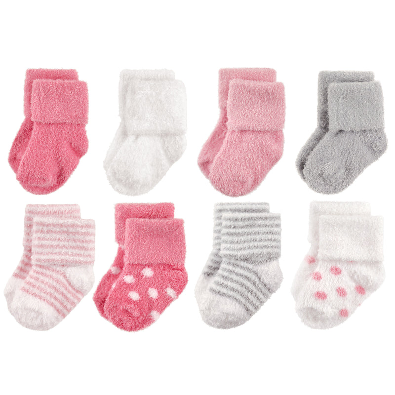 Hudson Baby Cotton Rich Newborn and Terry Socks, Dots Stripes