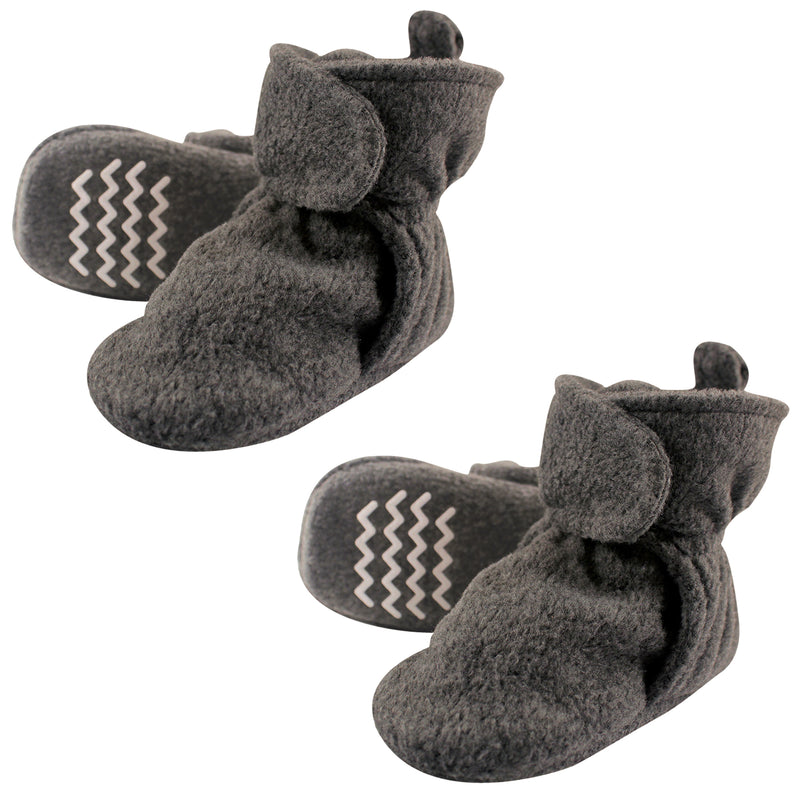 Hudson Baby Cozy Fleece Booties, Dark Gray 2-Piece