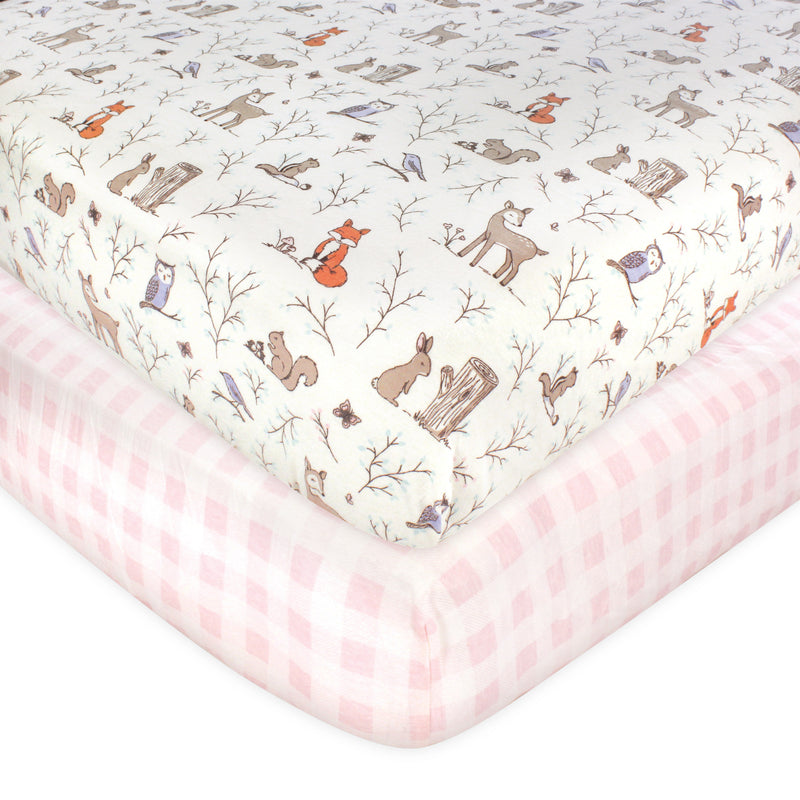 Hudson Baby Cotton Fitted Crib Sheet, Enchanted Forest
