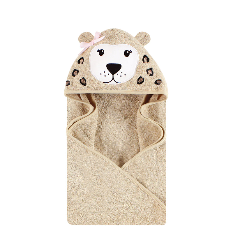 Hudson Baby Cotton Animal Face Hooded Towel, Leopard
