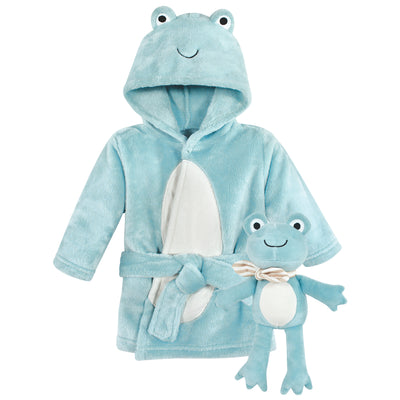 Hudson Baby Plush Bathrobe and Toy Set, Cool Frog
