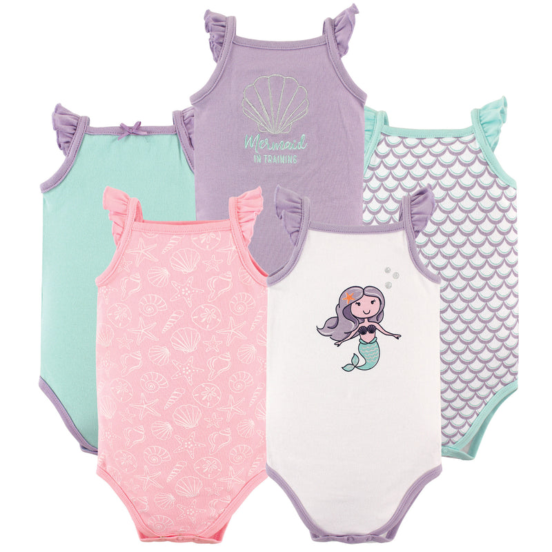 Hudson Baby Cotton Sleeveless Bodysuits, Mermaid