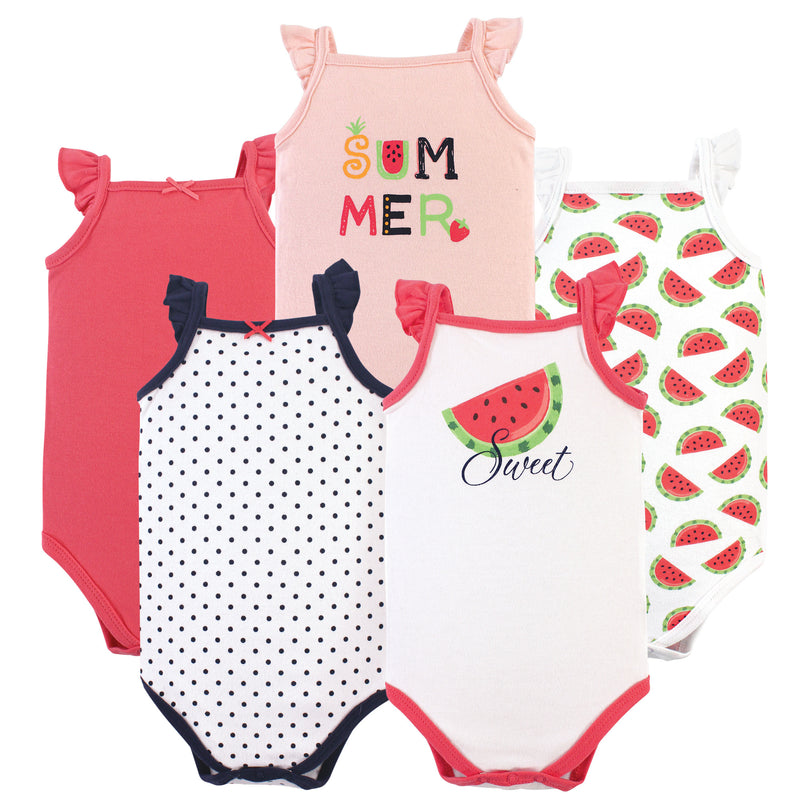 Hudson Baby Cotton Sleeveless Bodysuits, Watermelon