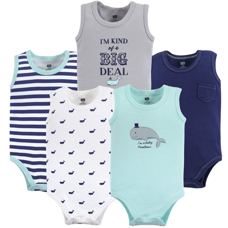 Hudson Baby Cotton Sleeveless Bodysuits, Whale