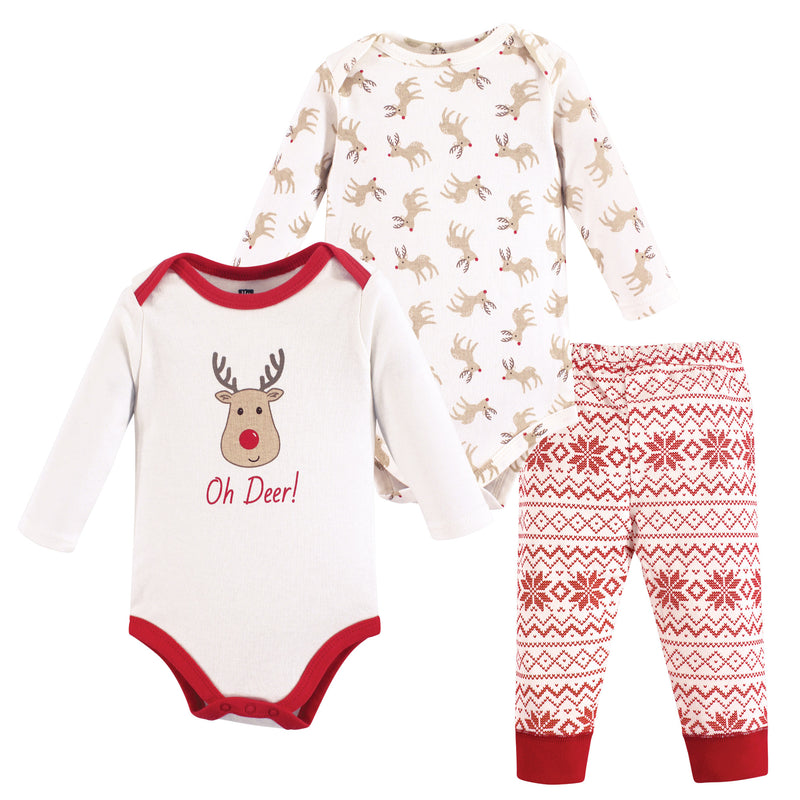 Hudson Baby Cotton Bodysuit and Pant Set, Reindeer