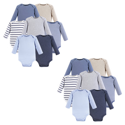 Hudson Baby Cotton Long-Sleeve Bodysuits, Boy Basic 14-Piece