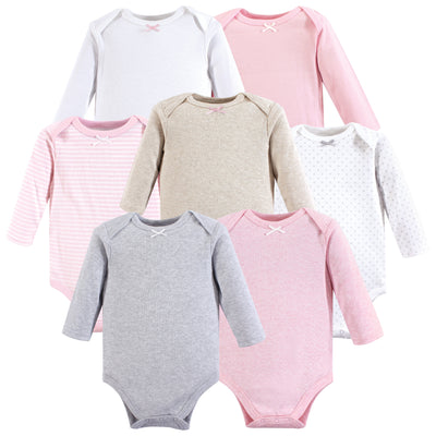 Hudson Baby Cotton Long-Sleeve Bodysuits, Girl Basic