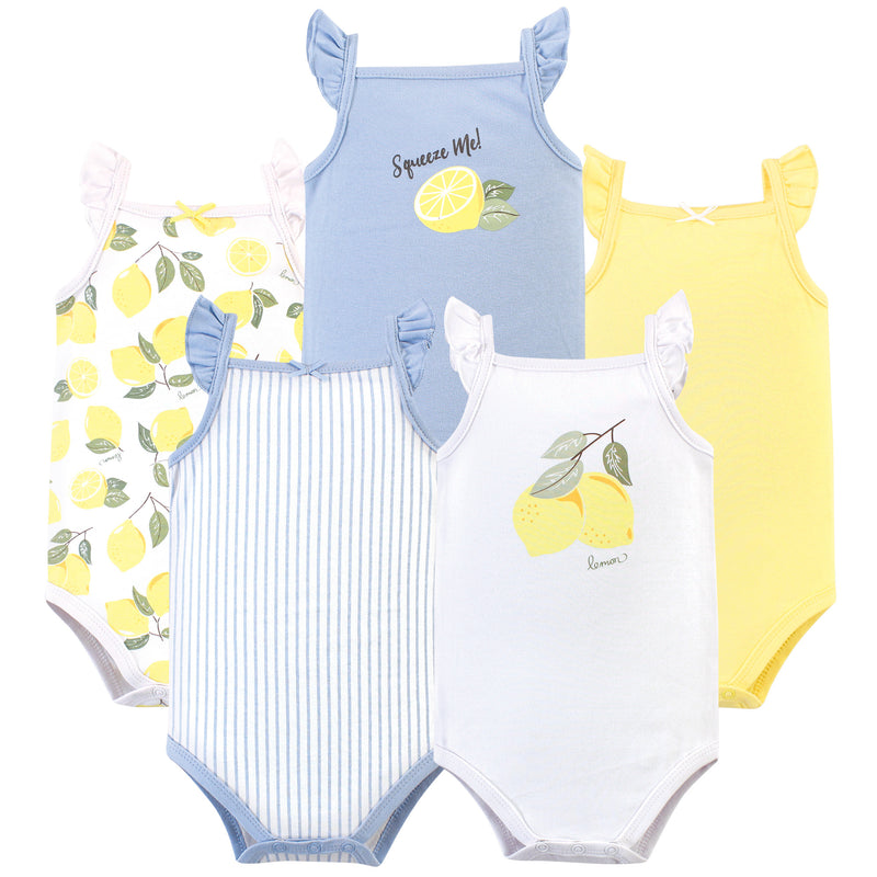 Hudson Baby Cotton Sleeveless Bodysuits, Lemon