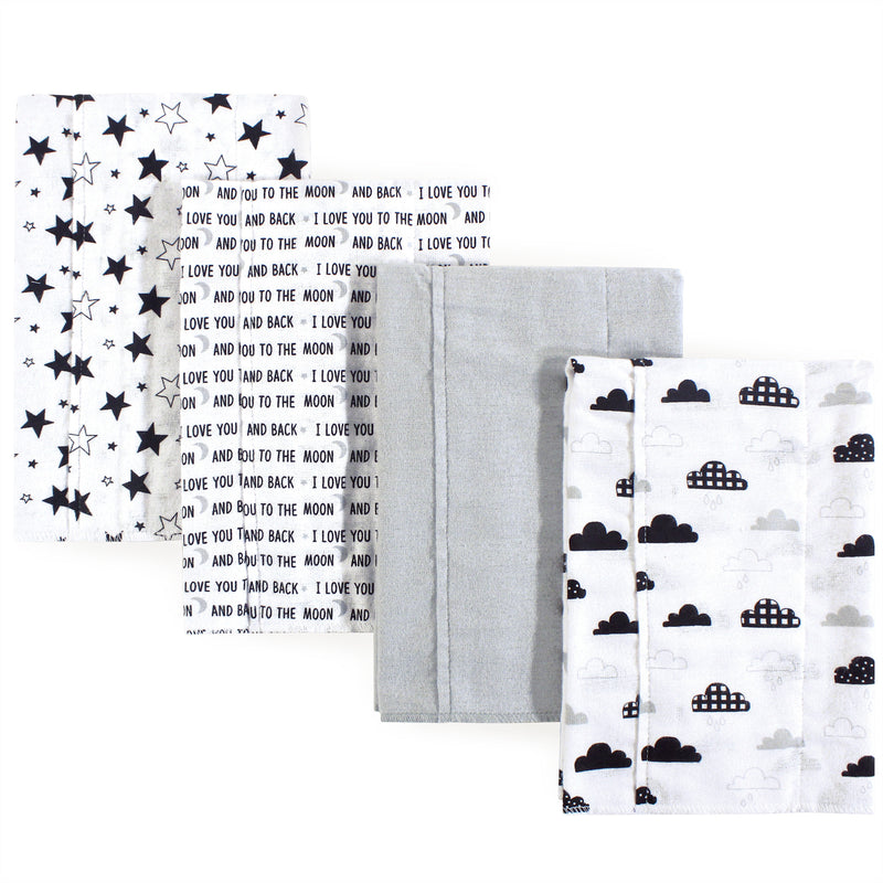 Hudson Baby Cotton Flannel Burp Cloths, Moon And Back