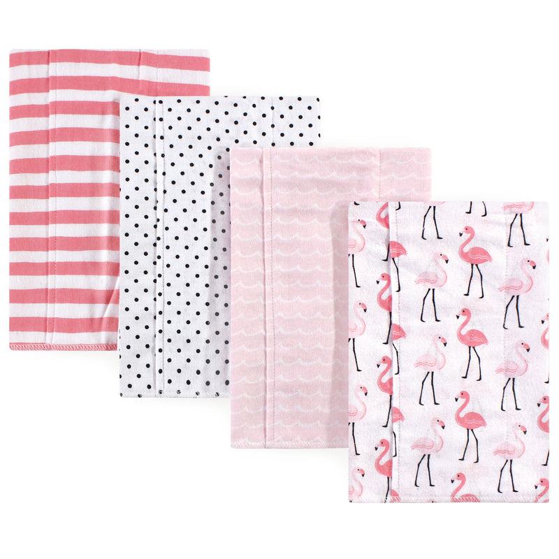 Hudson Baby Cotton Flannel Burp Cloths, Flamingos
