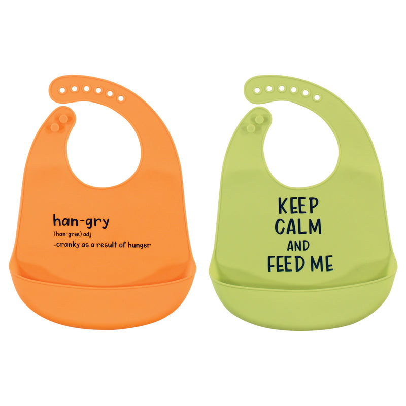 Hudson Baby Silicone Bibs, Hangry