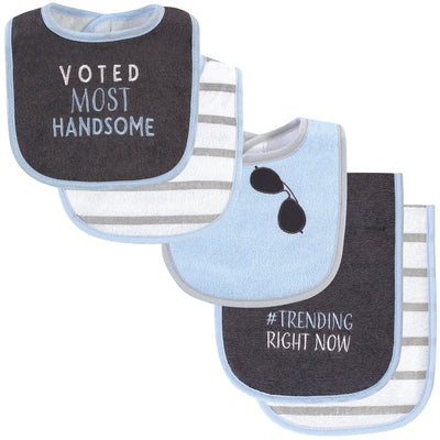Hudson Baby Cotton Terry Bib and Burp Cloth Set, Voted Most Handsome