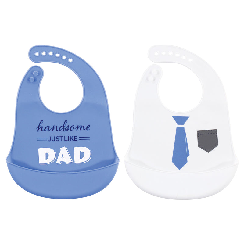 Hudson Baby Silicone Bibs, Handsome Just Like Dad
