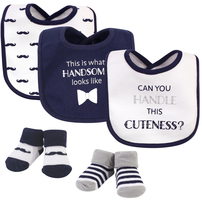 Hudson Baby Cotton Bib and Sock Set, Handle This Cuteness