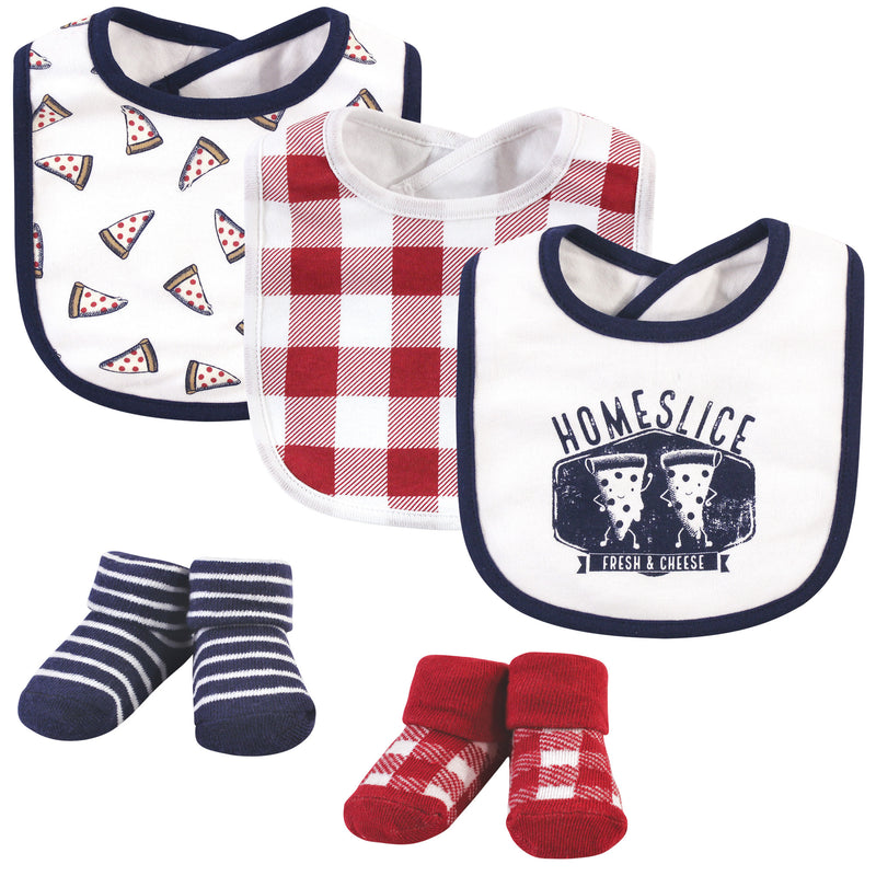 Hudson Baby Cotton Bib and Sock Set, Homeslice
