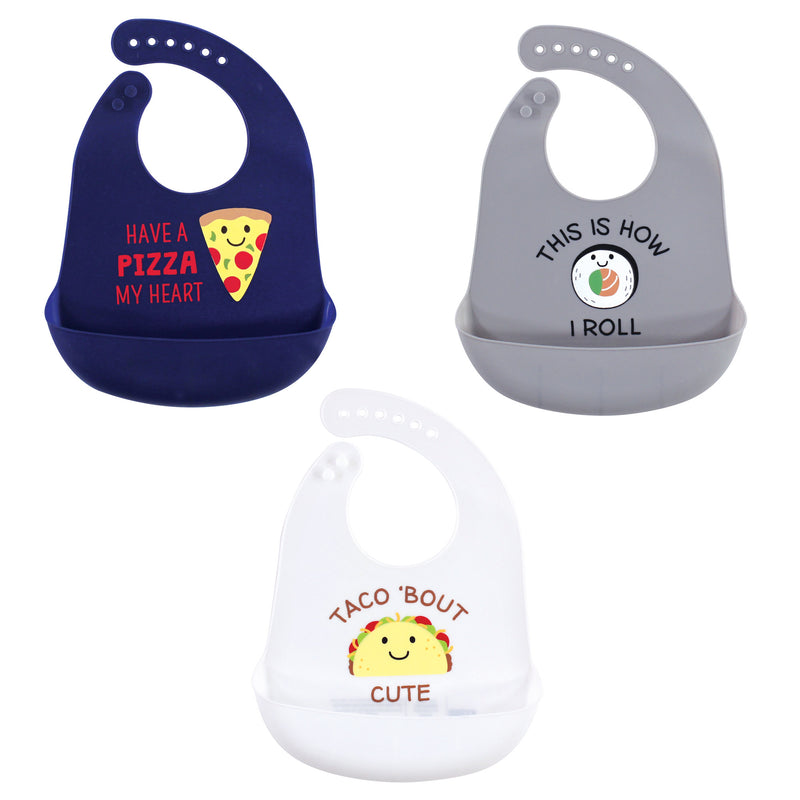 Hudson Baby Silicone Bibs, Pizza
