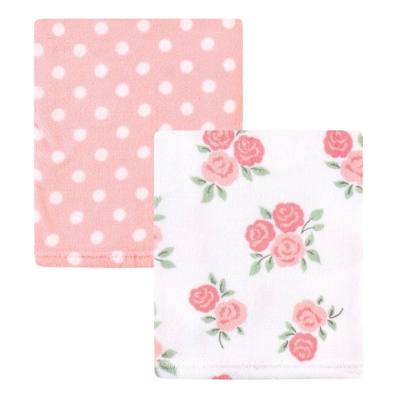 Hudson Baby Silky Plush Blanket, Soft Pink Roses