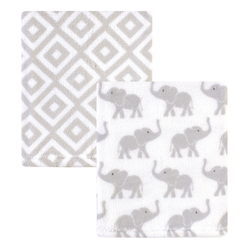 Hudson Baby Silky Plush Blanket, Gray Elephants