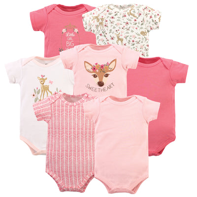 Hudson Baby Cotton Bodysuits, Floral Deer