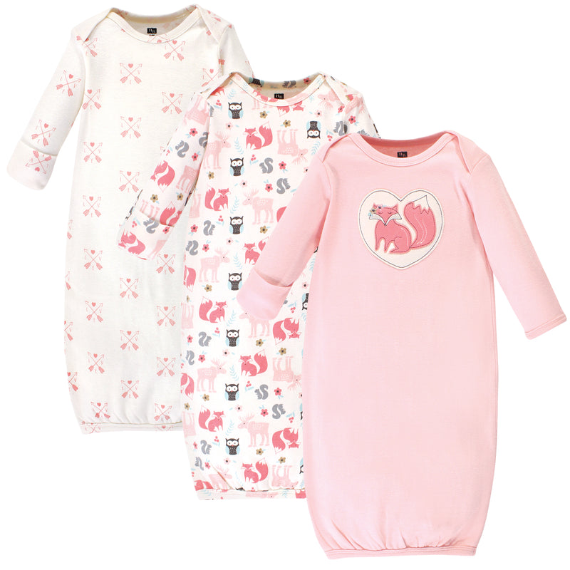 Hudson Baby Cotton Gowns, Girl Woodland, 0-6 Months